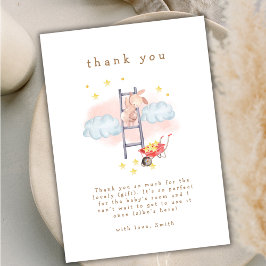 Cute Watercolor Boho Bunny Stars Baby Shower Tack Kort
