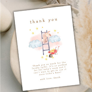 Cute Watercolor Boho Bunny Stars Baby Shower Tack Kort
