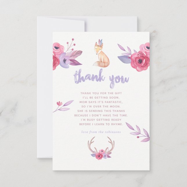 Cute Watercolor Boho Tribal Baby Shower Tack (Framsida)