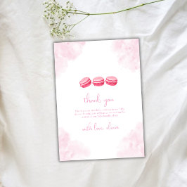Cute Watercolor Bonjour Bébé Macaron Baby Shower Tack Kort