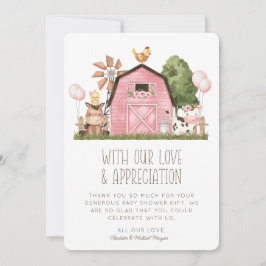 Cute Watercolor Boskap Baby Shower Tack Kort