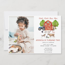 Cute Watercolor Boskap Barns födelsedag Inbjudningar