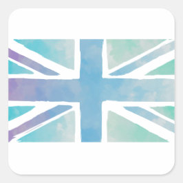 Cute Watercolor British Flagga Fyrkantigt Klistermärke