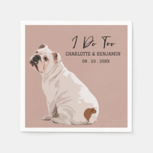 Cute Watercolor Bull Dog Bröllop Pappersservett