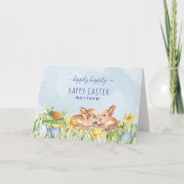 Cute Watercolor Bunnies Anpassningsbar Påsk Helgkort
