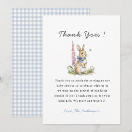 Cute watercolor Bunny Baby boy shower  Tack Kort