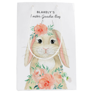 Cute Watercolor Bunny Blommigt Påsk   Namn