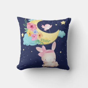 Cute Watercolor Bunny Dekorativ kudde