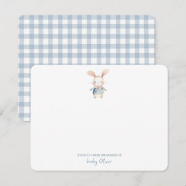 Cute Watercolor Bunny Gingham Flat Tack Kort