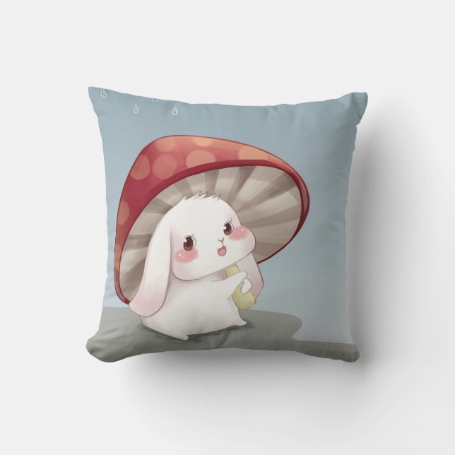 Cute Watercolor Bunny Kudde (Framsida)