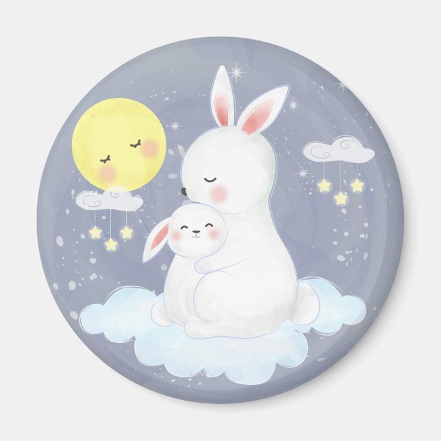 Cute Watercolor Bunny Magnet (Framsidan)