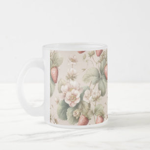 Cute Watercolor Bunny med jordgubbar Frostad Glasmugg
