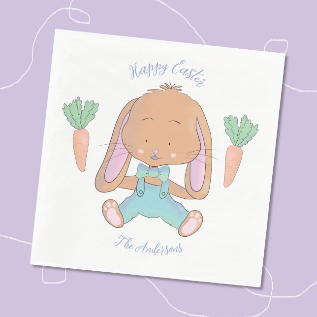 Cute Watercolor Bunny Påsk Pappersservett (Cute watercolor bunny Easter paper napkin .)