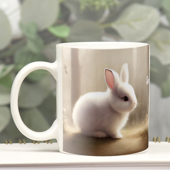 Cute Watercolor Bunny Personlig Coffee Mugg (Cute Watercolor Bunny Personalized Coffee Mug)