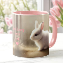Cute Watercolor Bunny Personlig Namn Rosa Beige