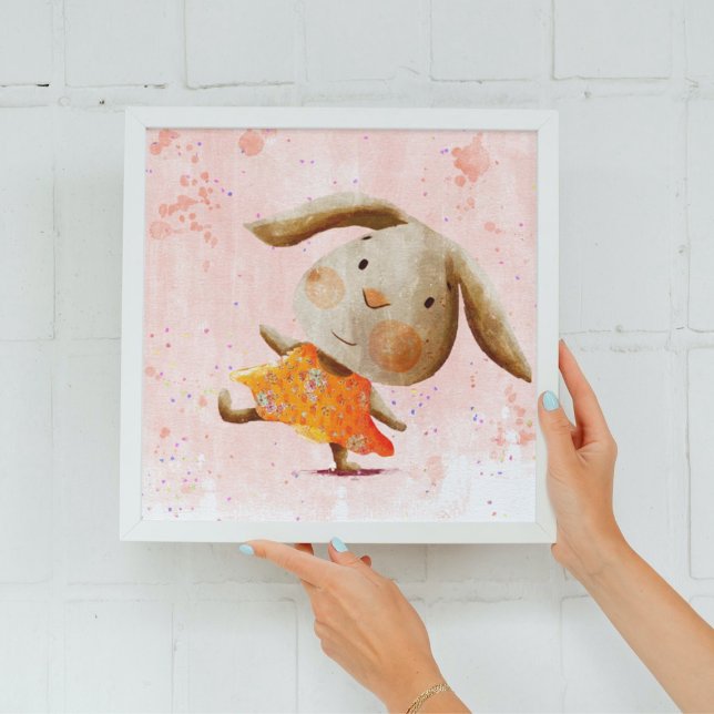 Cute Watercolor Bunny Rabbit Baby Kids Poster (Skapare uppladdad)
