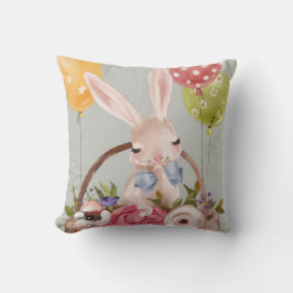 Cute Watercolor Bunny Rabbit Flowers | PÅSK Kudde
