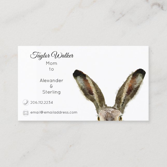 Cute Watercolor Bunny Rabbit Mamma Card (Framsida)
