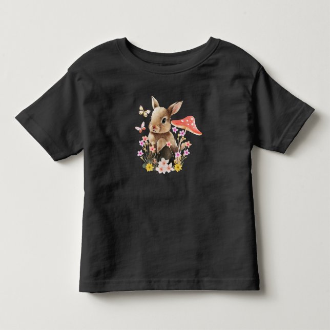 Cute Watercolor Bunny Småbarn T-shirt (Framsida)