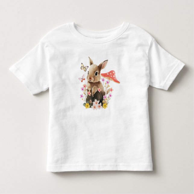 Cute Watercolor Bunny Småbarn T-shirt (Framsida)