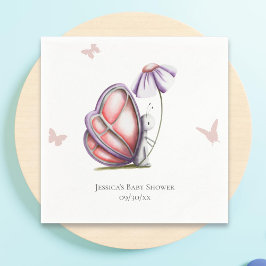 Cute Watercolor Butterfly Girl Baby Shower Pappersservett