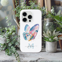 Cute Watercolor Butterfly med ditt monogram