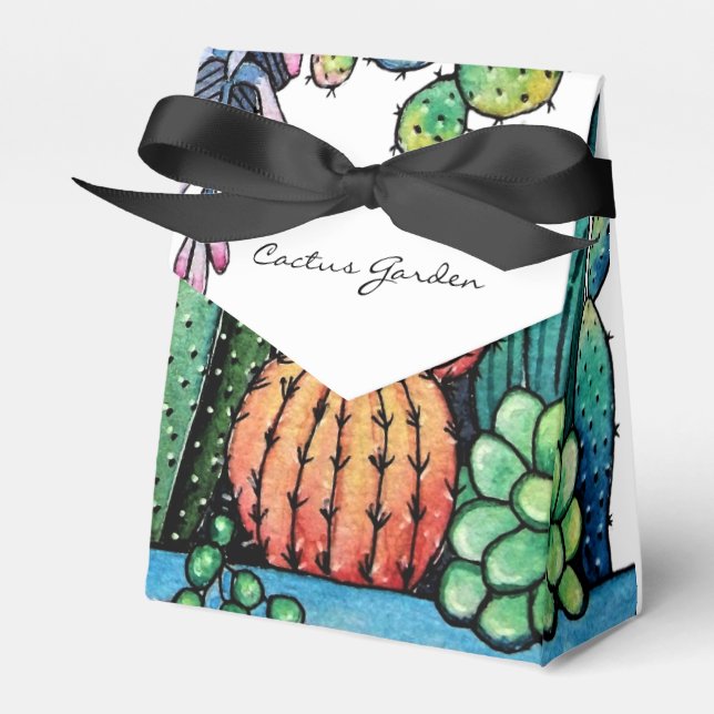 Cute Watercolor Cactus Garden in Pot Presentaskar (Framsidan Sidan)