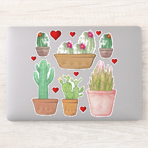 Cute Watercolor Cactus in Clay Pots Vinyl Klistermärken