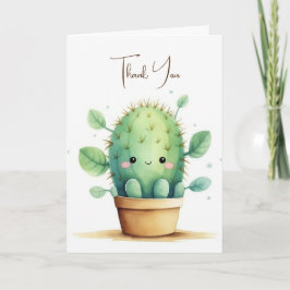 Cute Watercolor Cactus in Pot Kort
