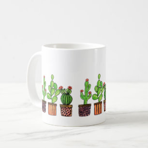 Cute Watercolor Cactus in Pots Kaffemugg