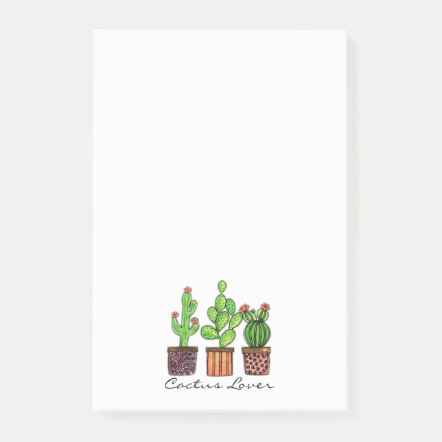 Cute Watercolor Cactus in Pots Post-it Block (Framsida)