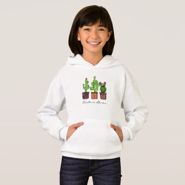 Cute Watercolor Cactus in Pots T-shirt (Hel framsida)
