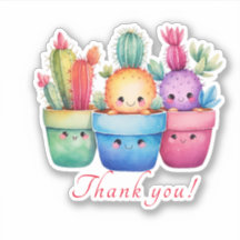 Cute Watercolor Cactus Rosa Tack för Anpassningsba