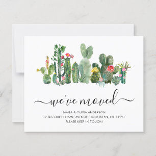 Cute Watercolor Cactus Vi har flyttat New Home