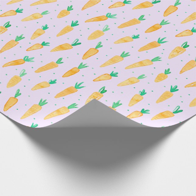 Cute Watercolor Carrots lilac Presentpapper (Hörn)