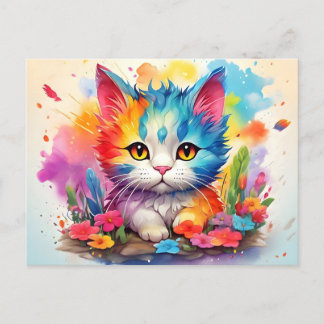 Cute Watercolor Cat # 9 Vykort
