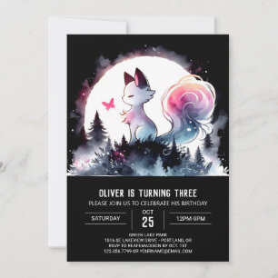 Cute Watercolor Cat Birthday Inbjudningar