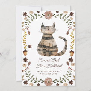 Cute Watercolor Cat Gravid Meddelande