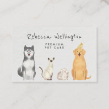 Cute Watercolor Cat Hund Bunny Pet Sitter Walker