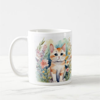 Cute watercolor cat Mug Kaffemugg