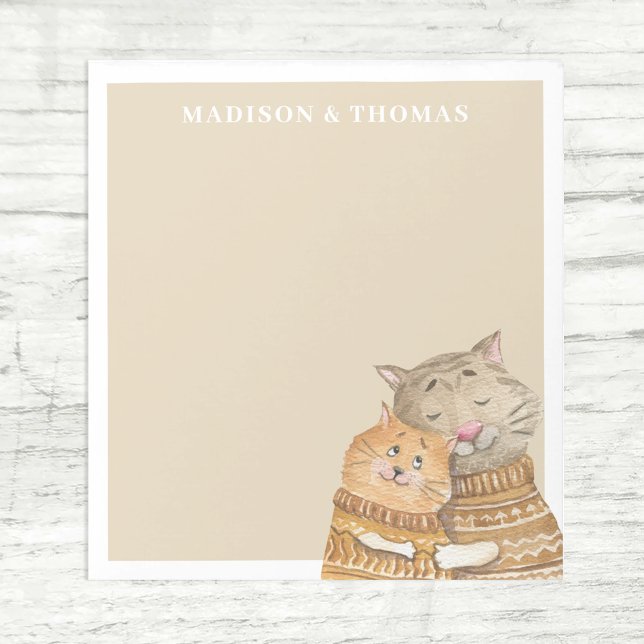 Cute Watercolor Cat par Custom Name Anteckningsblock (Skapare uppladdad)