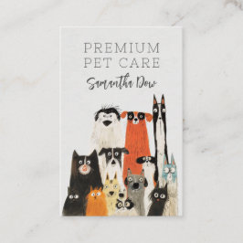 Cute Watercolor Cats Hundar Pet Sitter Dog Walker Visitkort