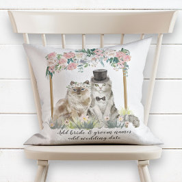 Cute Watercolor Cats Ny gifta Bröllop Keepsaké Kudde