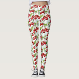 Cute Watercolor Cherry Mönster, mitten av århundra Leggings