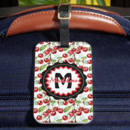 Cute Watercolor Cherry Mönster Personlig Bagagebricka