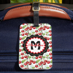 Cute Watercolor Cherry Mönster Personlig Bagagebricka