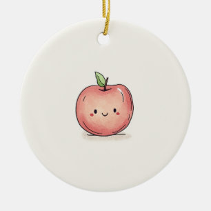 Cute Watercolor Chibi Apple Julgransprydnad Keramik