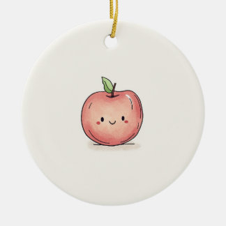 Cute Watercolor Chibi Apple Julgransprydnad Keramik