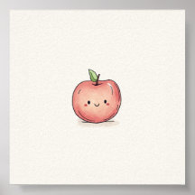 Cute Watercolor Chibi Apple
