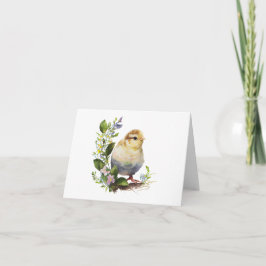 Cute Watercolor-Chick med Flowers Kort